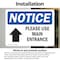 Signmission Please Use Main Entrance Up Arrow Sign, Vinyl Decal, 7in W x 5in L, 2PK OS-2PACK-NS-D-57-L-17617 - alternate 4